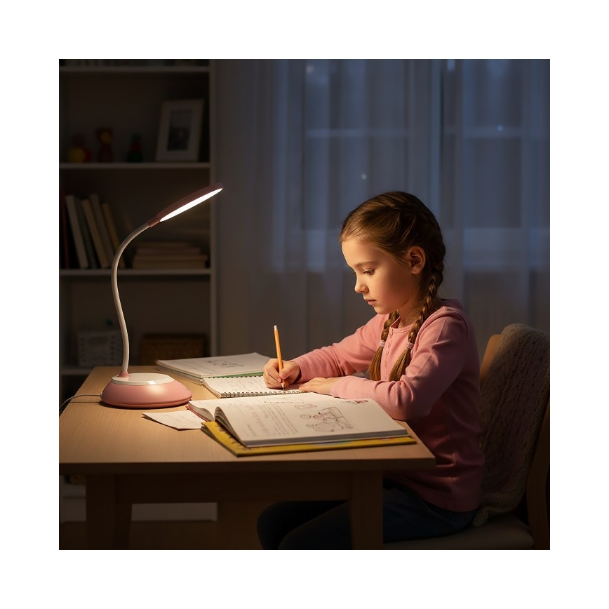 Lámpara de mesa LED recargable y regulable VISUA LED/5W/5V 3000-5000K rosa