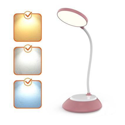 Lámpara de mesa LED recargable y regulable VISUA LED/5W/5V 3000-5000K rosa