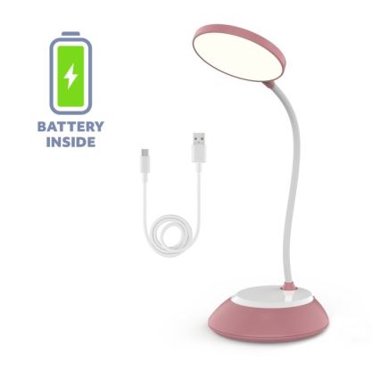 Lámpara de mesa LED recargable y regulable VISUA LED/5W/5V 3000-5000K rosa