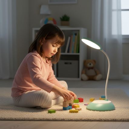 Lámpara de mesa LED recargable y regulable VISUA LED/5W/5V 3000-5000K turquesa