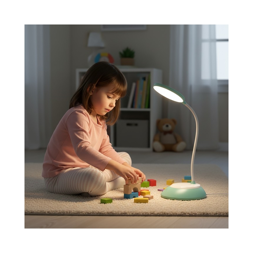 Lámpara de mesa LED recargable y regulable VISUA LED/5W/5V 3000-5000K turquesa