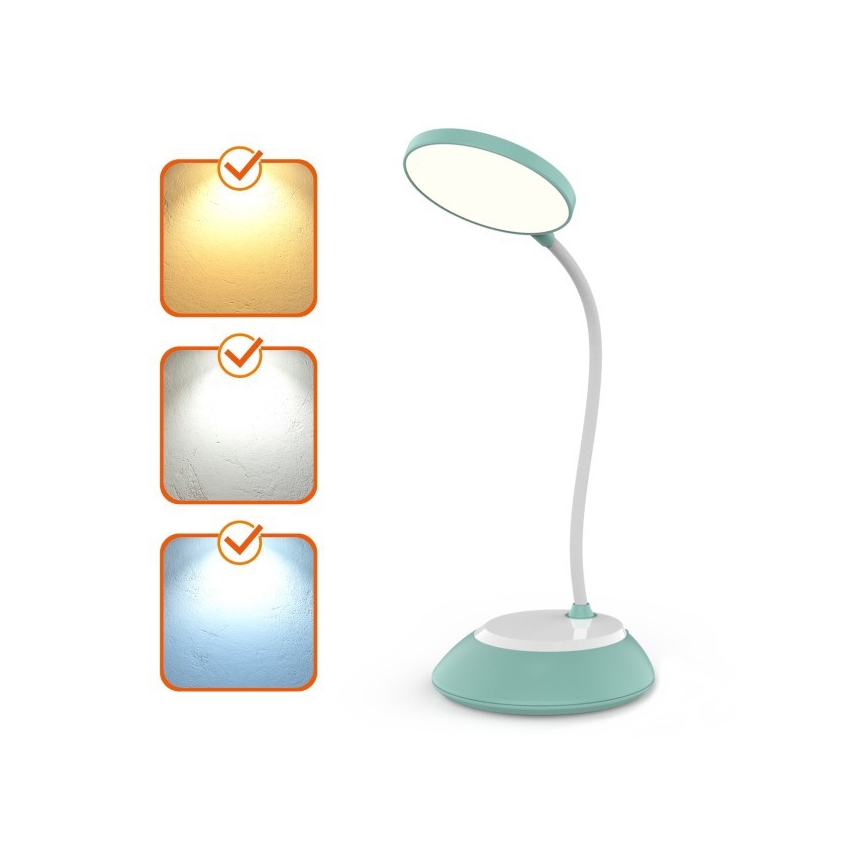 Lámpara de mesa LED recargable y regulable VISUA LED/5W/5V 3000-5000K turquesa