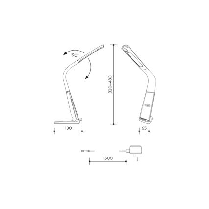 Lámpara de escritorio LED regulable con carga inalámbrica y sensor de movimiento LORD EVO LED/8W/230V 3000K/4500K/6000K blanca