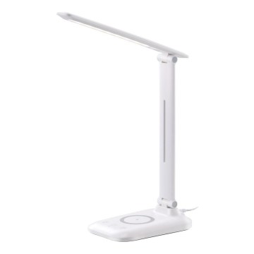Lámpara de mesa LED regulable con carga inalámbrica QI y USB LUMI LED/7W/230V blanca