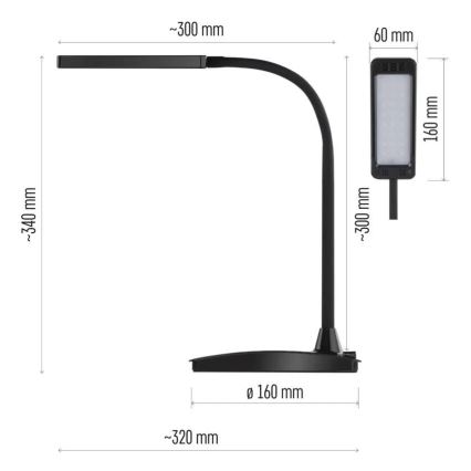 Lámpara de mesa LED regulable EDDY LED/6W/230V 3000/4500/6800K negra