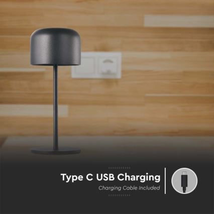 LED Lámpara de mesa táctil recargable y regulable LED/1,5W/5V 2700-5700K IP54 2200 mAh negro