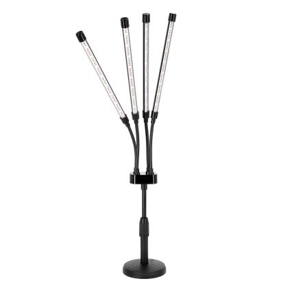 Lámpara de mesa LED regulable y flexible para cultivo de plantas VITARO 4xLED/10W/230V negra