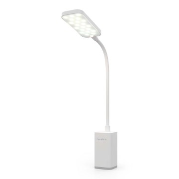 Lámpara de mesa LED regulable recargable táctil y flexible con pinza LED/5W/1200 mAh blanca
