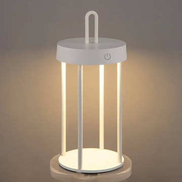 Lámpara de mesa LED regulable, recargable y táctil para exterior GENTLE LED/1,5W/3,7V 3000 mAh IP44 blanca