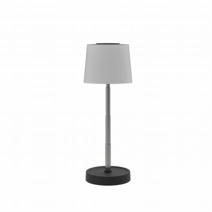 Lámpara de mesa recargable LED para exterior, regulable por toque, 2W/5V, IP44, 1200 mAh, gris