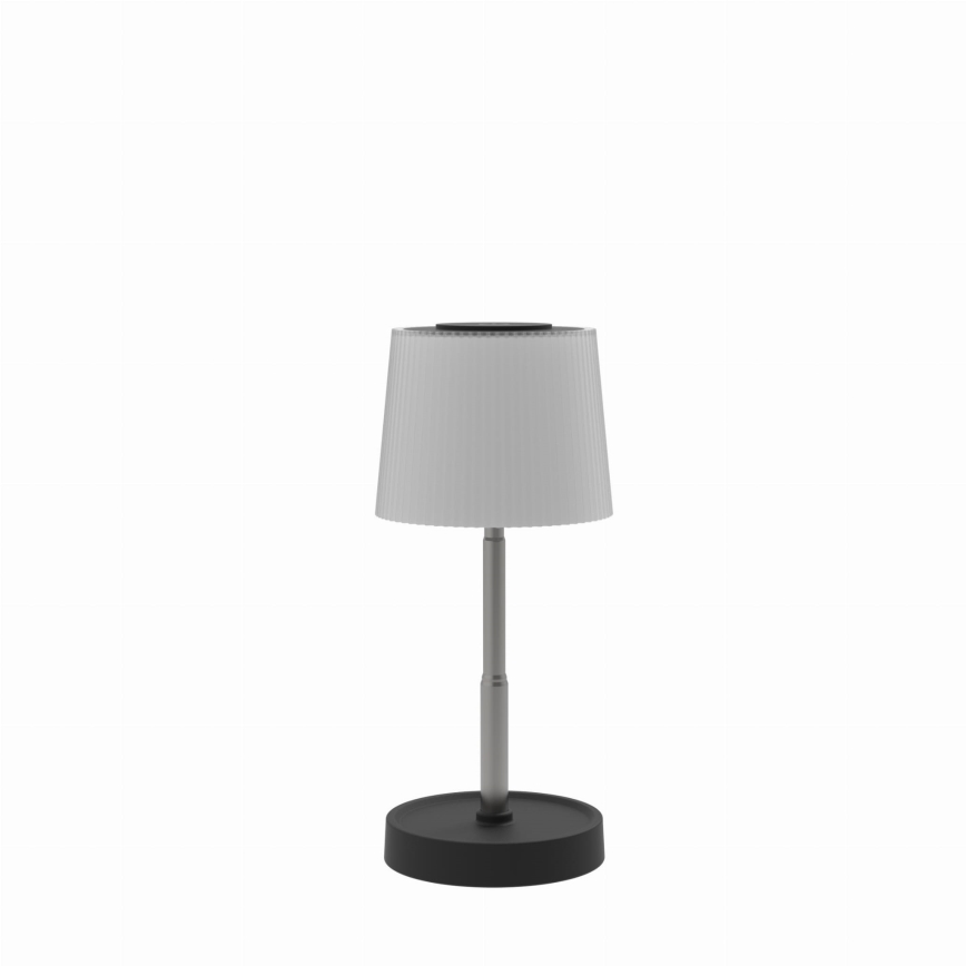 Lámpara de mesa recargable LED para exterior, regulable por toque, 2W/5V, IP44, 1200 mAh, gris