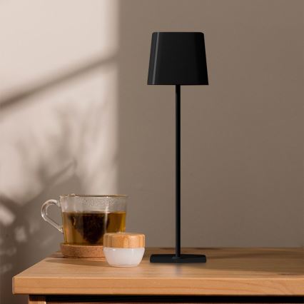 Lámpara de mesa LED táctil magnética solar recargable y regulable LED/5W/5V 3000-6000K 3600 mAh IP65 negro