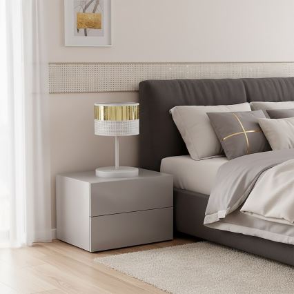 Lámpara de mesa LUX 1xE27/15W/230V blanca/dorada