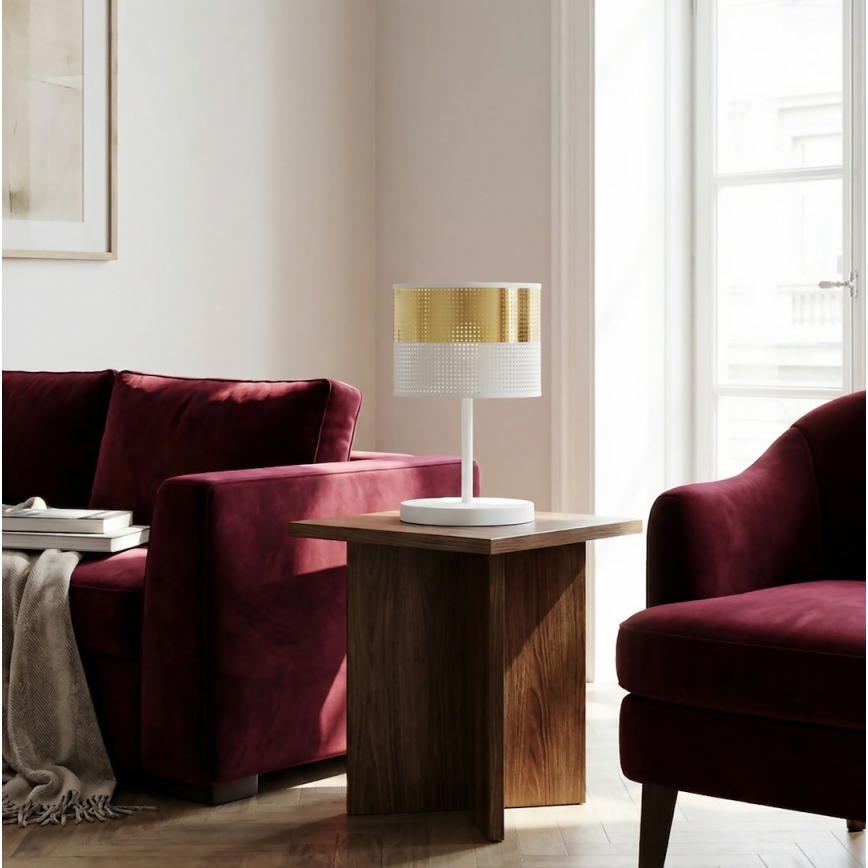 Lámpara de mesa LUX 1xE27/15W/230V blanca/dorada