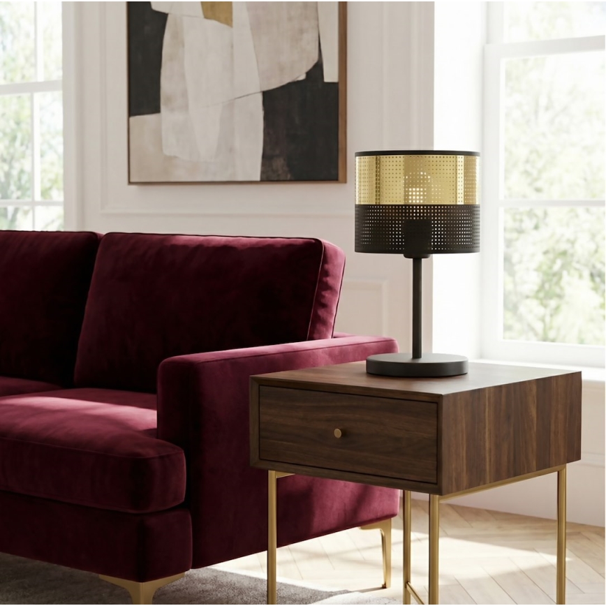 Lámpara de mesa LUX 1xE27/15W/230V negra/dorada