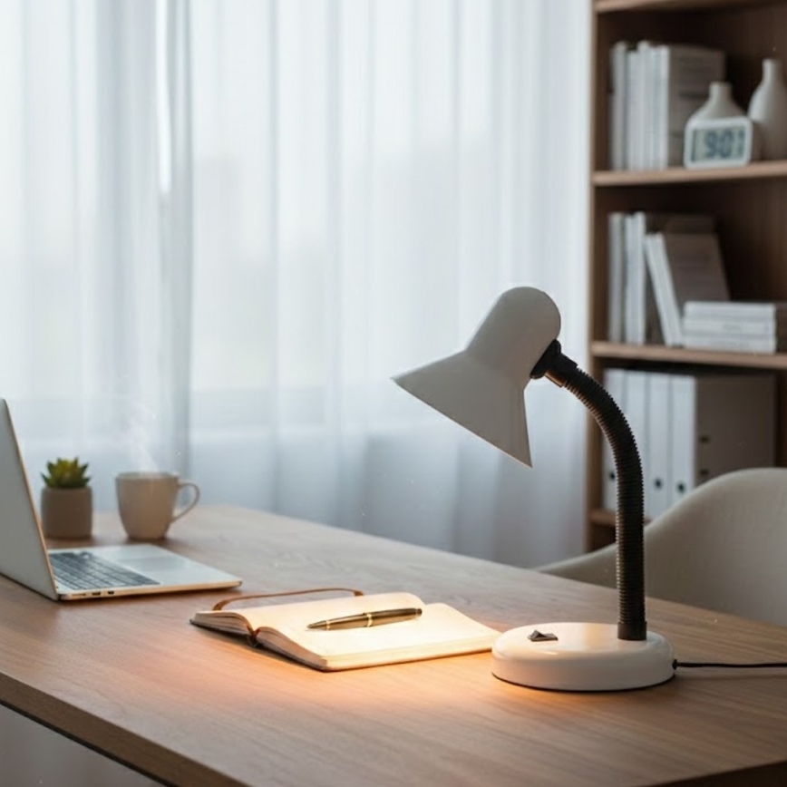 Lámpara de mesa MENTOR 1xE27/15W/230V blanca
