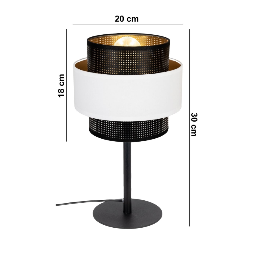 Lámpara de mesa NESS 1xE27/60W/230V negro/blanco