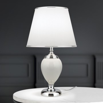 Lámpara de mesa OVUM 1xE27/40W/230V 48 cm cerámica blanco/cromo brillante