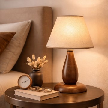 Lámpara de mesa PERA 1xE27/60W/230V marón oscuro/haya