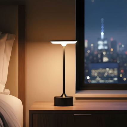 Lámpara de mesa LED recargable y regulable NEW YORK LED/1,8W/5V 2700K/4000K/6500K 1200 mAh negra