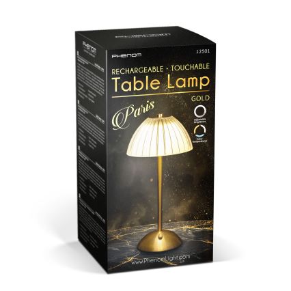 Lámpara de mesa recargable LED regulable PARIS LED/2W/5V 2700K/4000K/6500K 800 mAh dorada