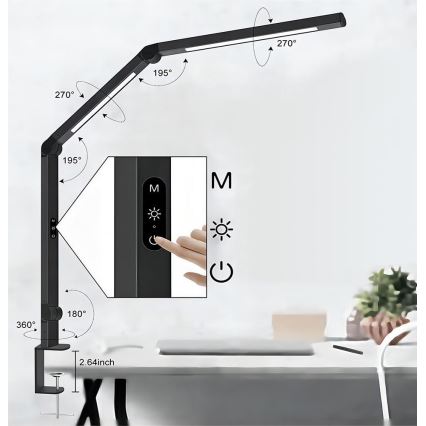 LED Regulable táctil flexible lámpara de mesa POINTIQ LED/12W/230V 3000/4000/5000/6500K CRI 92 negro