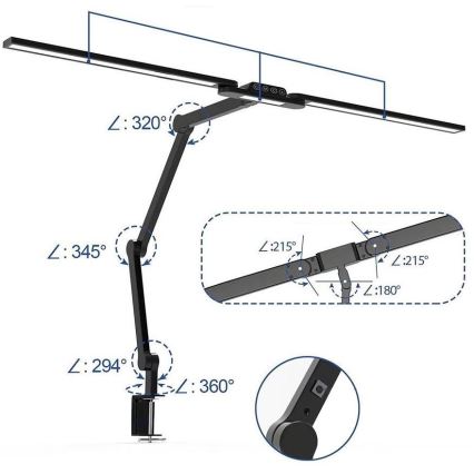 LED Regulable táctil flexible lámpara de mesa POINTIQ LED/24W/230V 3000-6500K CRI 92 negro