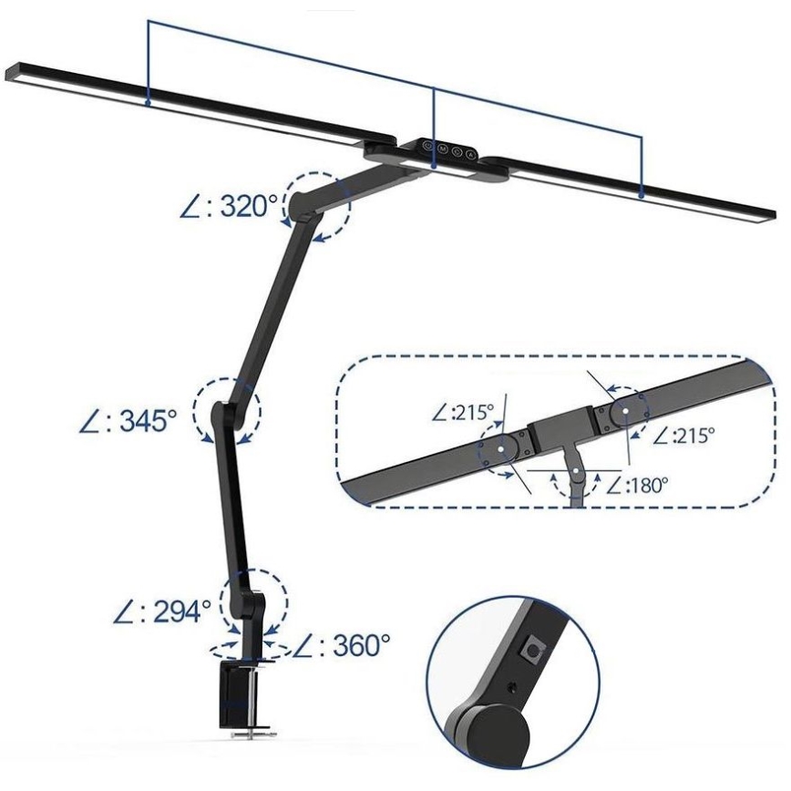 LED Regulable táctil flexible lámpara de mesa POINTIQ LED/24W/230V 3000-6500K CRI 92 negro