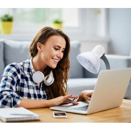 Lámpara de mesa SMIESZEK 1xE27/40W/230V blanco