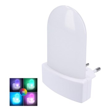 Lámpara de orientación LED RGB con sensor crepuscular para enchufe LED/0,5W/230V