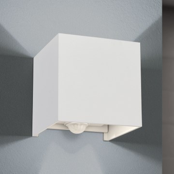 Lámpara de pared LED para exterior con sensor de movimiento y crepúsculo CUBE-S LED/13W/230V IP54 blanca