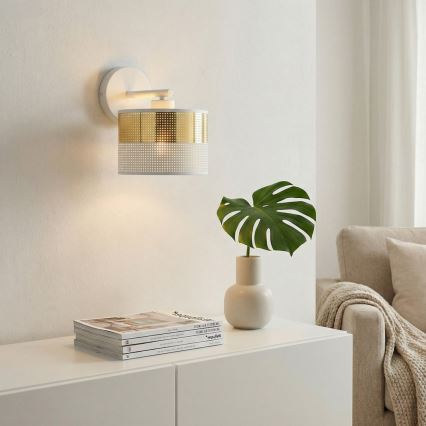Lámpara de pared LUX 1xE27/15W/230V blanca/dorada