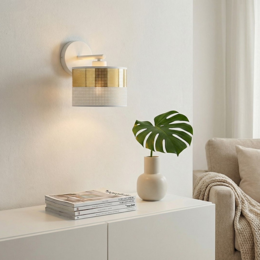 Lámpara de pared LUX 1xE27/15W/230V blanca/dorada