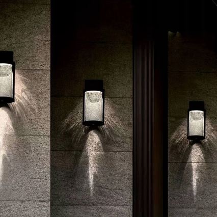 Lámpara de pared solar LED/3,7V 300 mAh IP44 negra