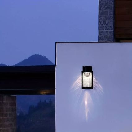 Lámpara de pared solar LED/3,7V 300 mAh IP44 negra