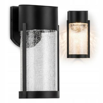 Lámpara de pared solar LED/3,7V 300 mAh IP44 negra