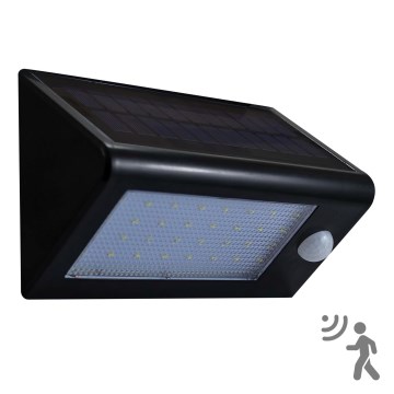 Lámpara de pared solar LED con sensor LED/5,5W/3,7V 2000 mAh IP44 negra