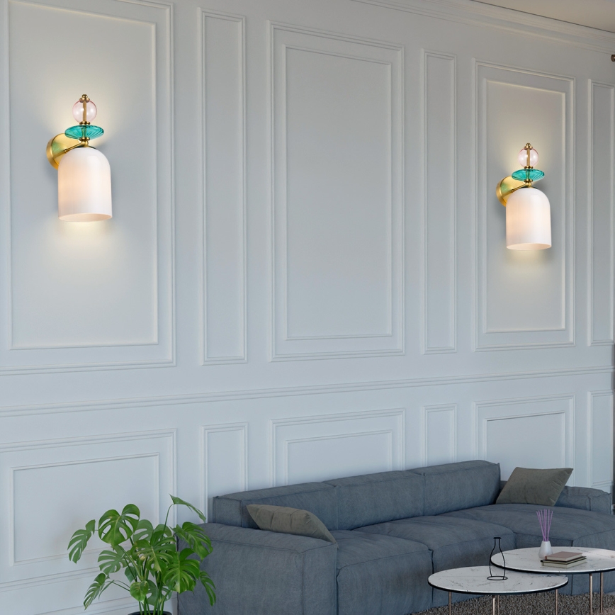 Lámpara de pared TROPEA 1xE27/15W/230V dorada/rosa ahumada/azul/blanca