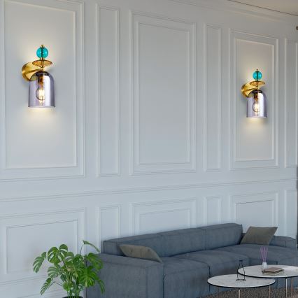 Lámpara de pared TROPEA 1xE27/15W/230V dorado/azul/beige ahumado/gris