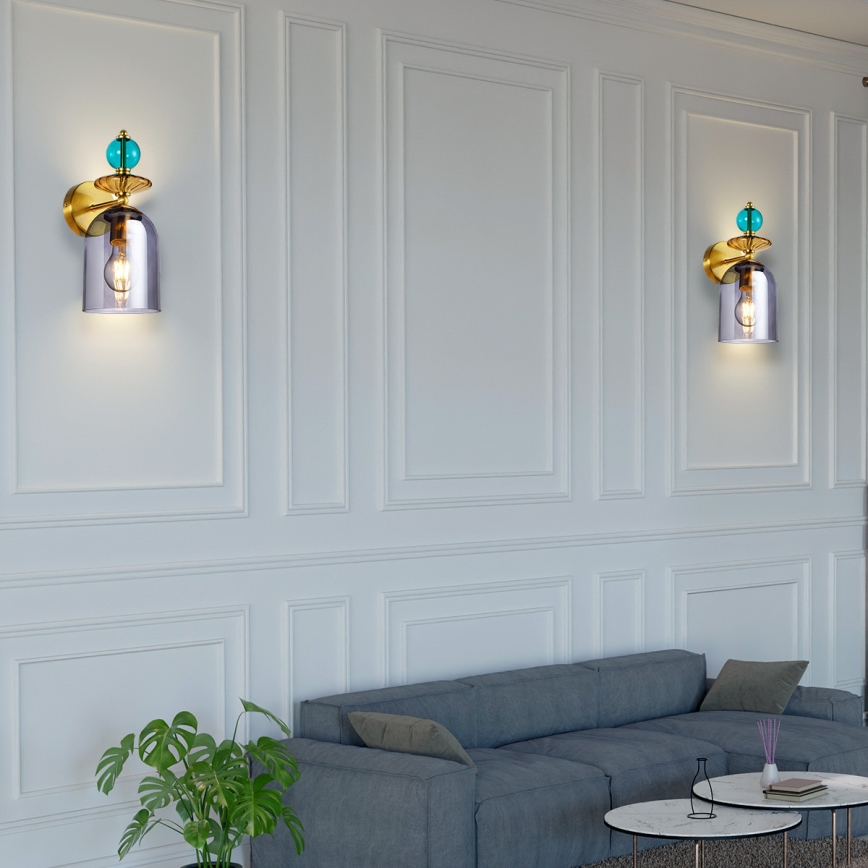 Lámpara de pared TROPEA 1xE27/15W/230V dorado/azul/beige ahumado/gris