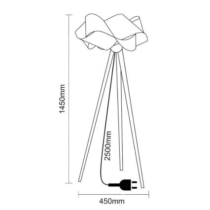 Lámpara de pie de madera 1xE27/60W/230V madera maciza/chapa/fresno