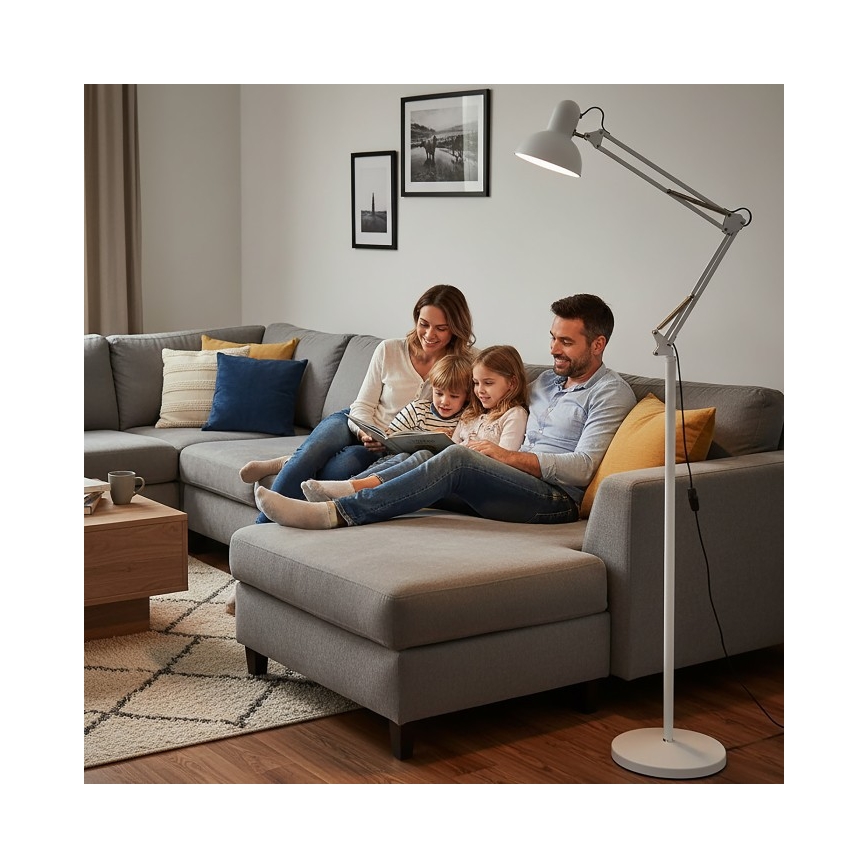 Lámpara de pie flexible AURIQ 1xE27/60W/230V 184 cm blanca