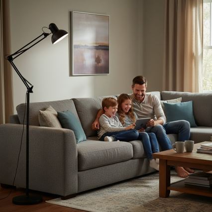 Lámpara de pie flexible AURIQ 1xE27/60W/230V 184 cm negro