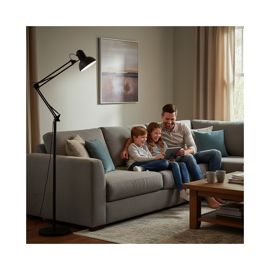 Lámpara de pie flexible AURIQ 1xE27/60W/230V 184 cm negro