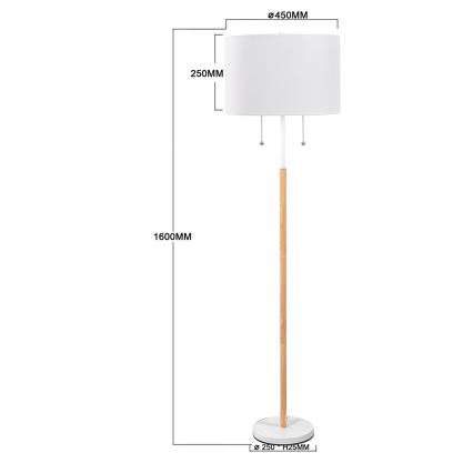 Lámpara de pie FOGO 2xE27/15W/230V blanca/beige