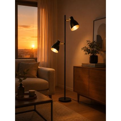 Lámpara de pie LED 2xE27/7W/230V 2700K negra