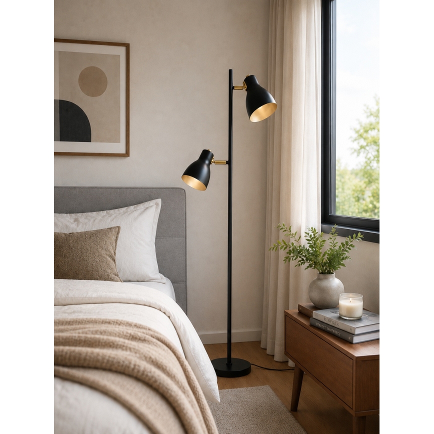 Lámpara de pie LED 2xE27/7W/230V 2700K negra
