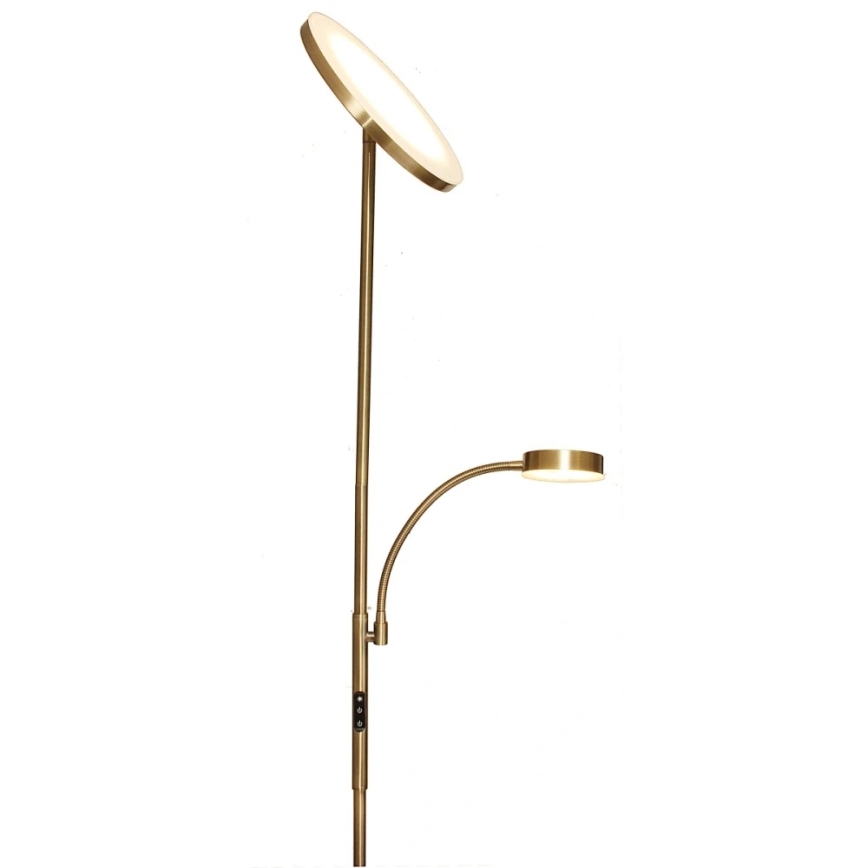 Lámpara de pie LED regulable NORA LED/25W/230V 2200/3000/4000K + LED/5W 3000K dorada + mando a distancia