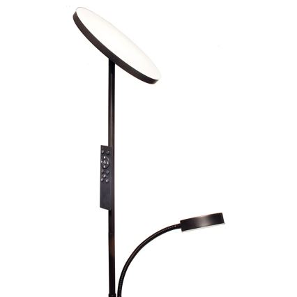 Lámpara de pie LED regulable NORA LED/25W/230V 2200/3000/4000K + LED/5W 3000K negra + mando a distancia