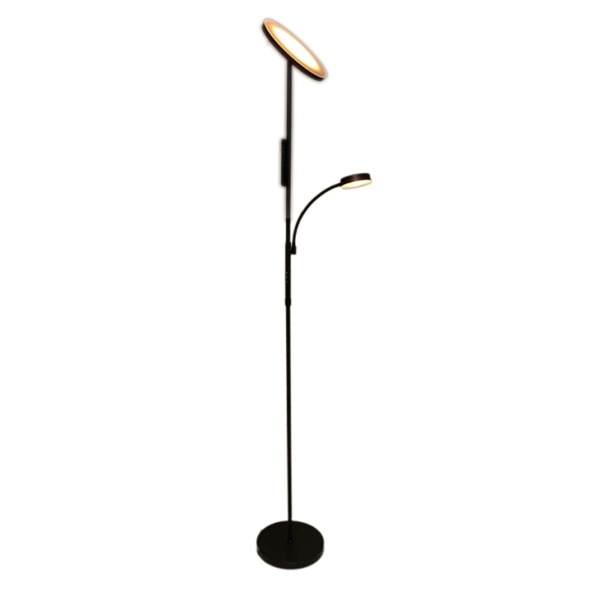 Lámpara de pie LED regulable NORA LED/25W/230V 2200/3000/4000K + LED/5W 3000K negra + mando a distancia